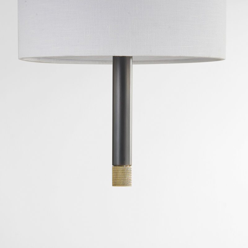Elegant Aged Brass 1-Light Pendant with Belgian Linen Shade