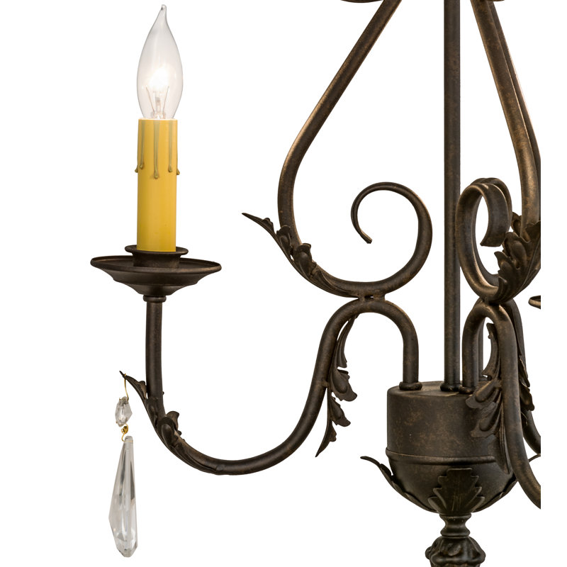 Bronze Mini Crystal Candle Chandelier with Faux Candlelights
