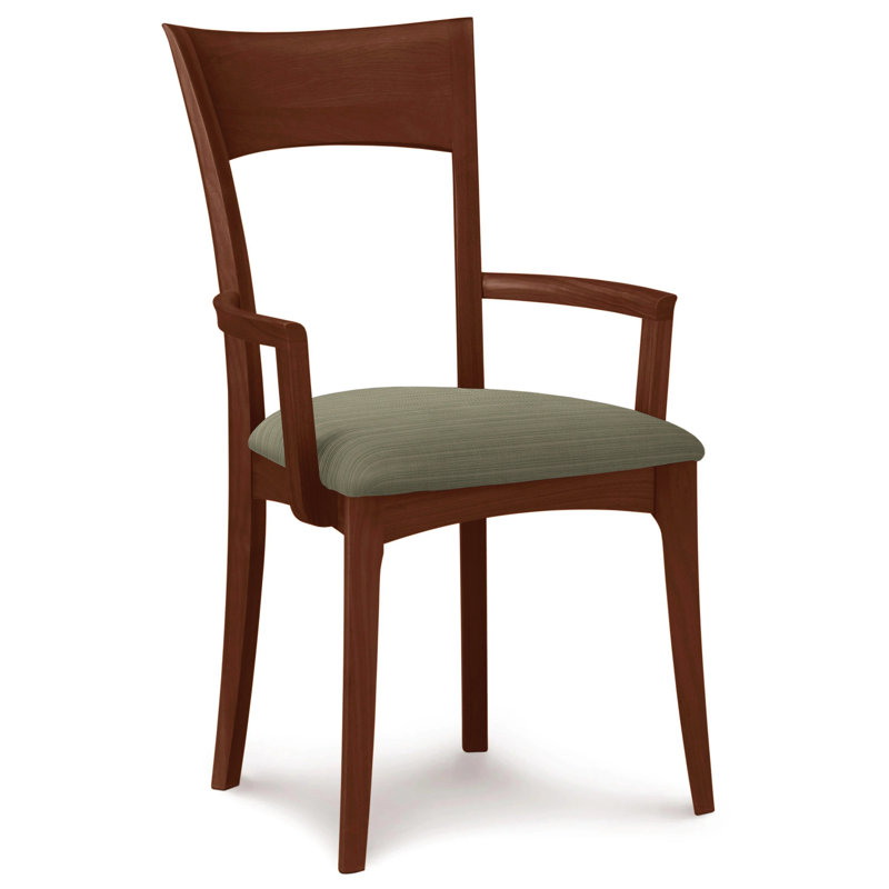 Ingrid Cognac Cherry Wood Upholstered Linen Armchair
