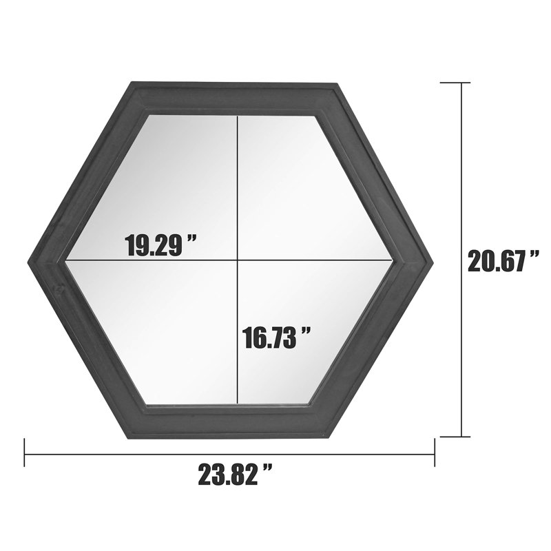 Modern Hexagon 27'' Black Wood Wall Vanity Mirror