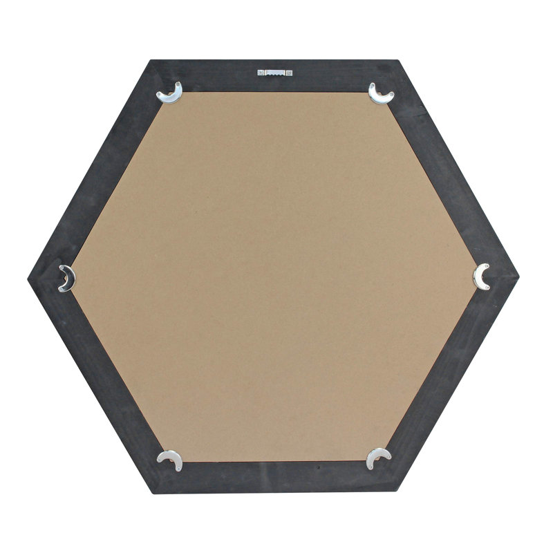 Modern Hexagon 27'' Black Wood Wall Vanity Mirror