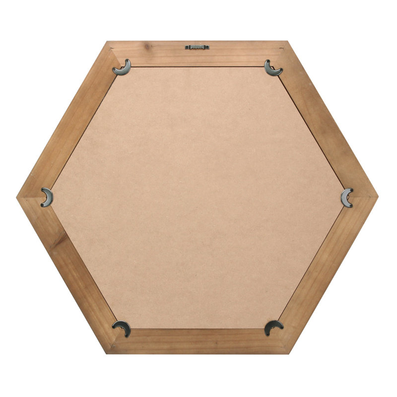Redwood Hexagon Wall Mirror with Wooden Frame