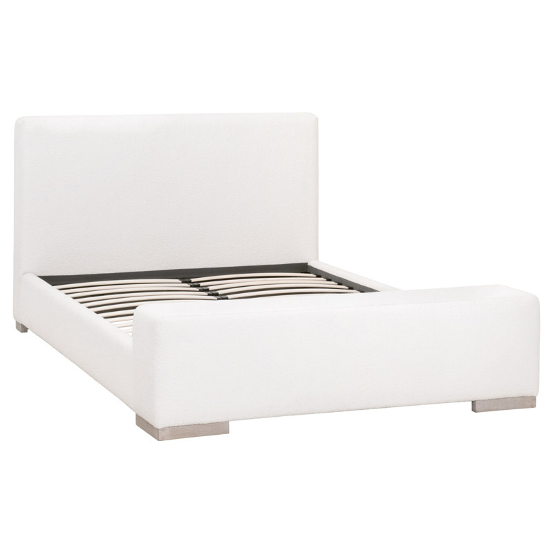 King Size Oak Frame Upholstered Bed in Performance Boucle Snow