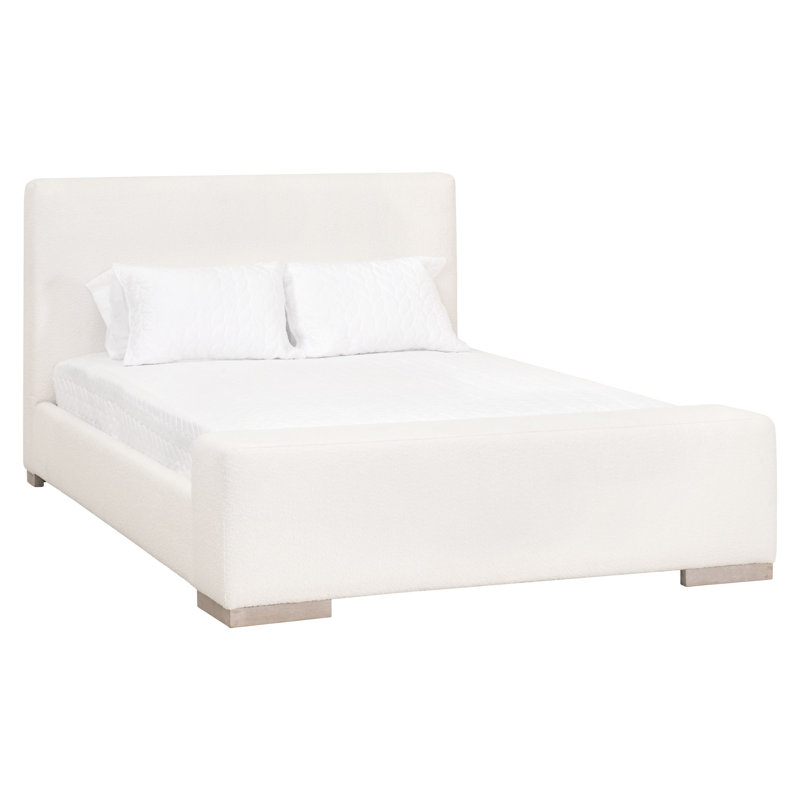 King Size Oak Frame Upholstered Bed in Performance Boucle Snow