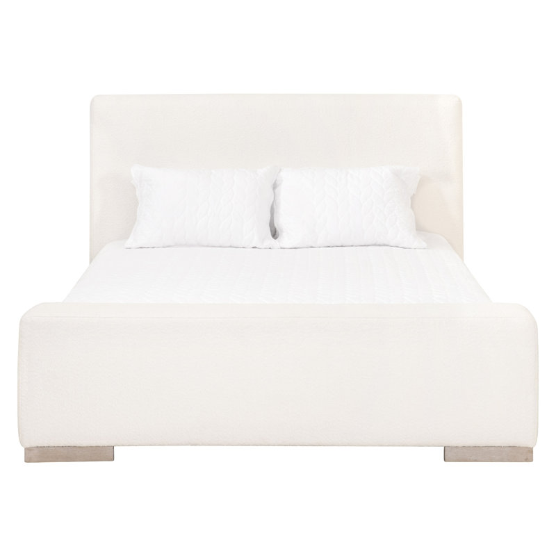 King Size Oak Frame Upholstered Bed in Performance Boucle Snow