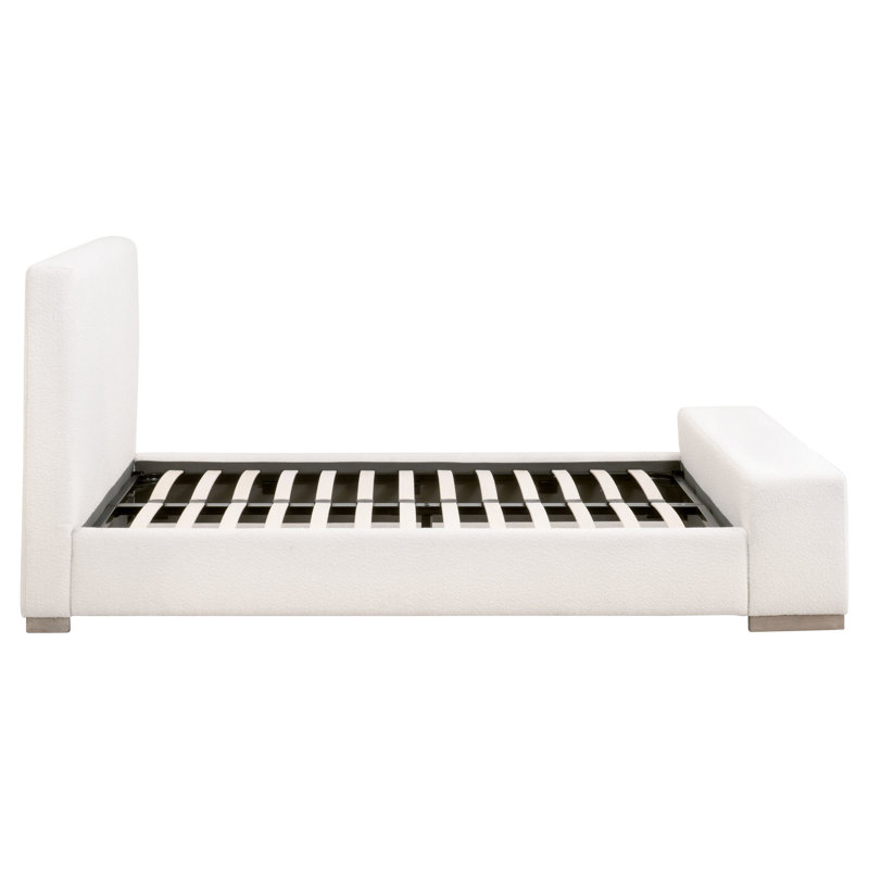 King Size Oak Frame Upholstered Bed in Performance Boucle Snow