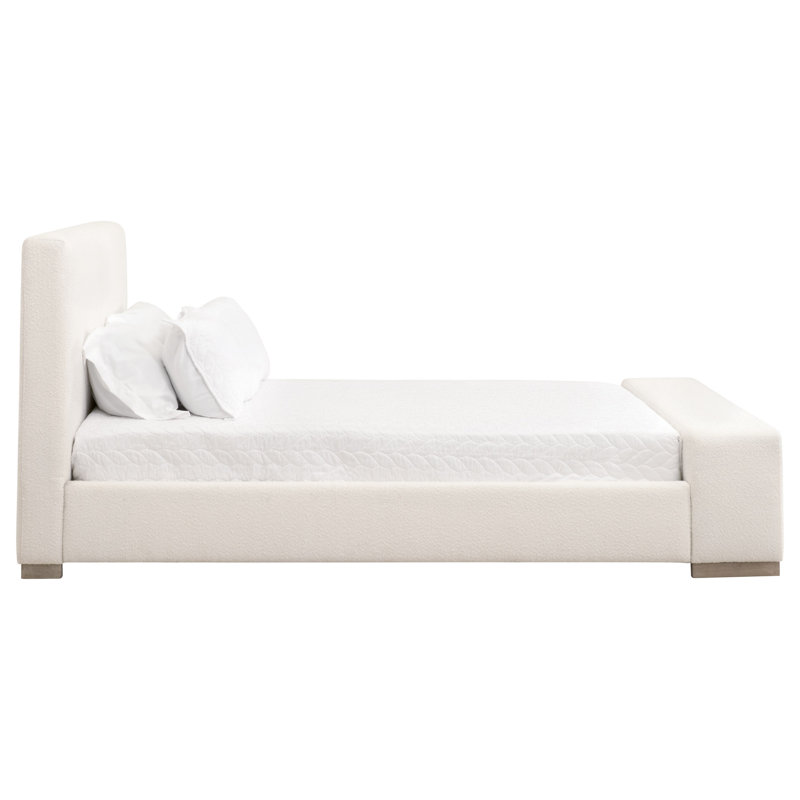 King Size Oak Frame Upholstered Bed in Performance Boucle Snow