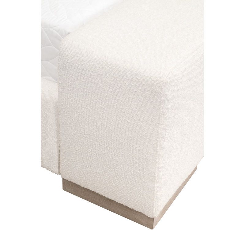 King Size Oak Frame Upholstered Bed in Performance Boucle Snow