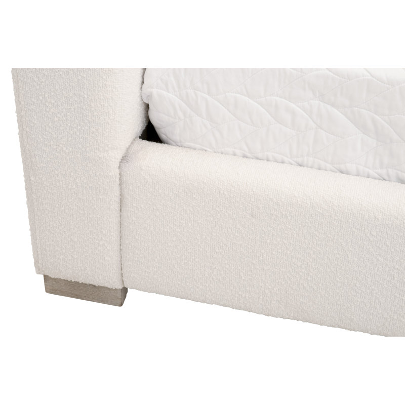 King Size Oak Frame Upholstered Bed in Performance Boucle Snow