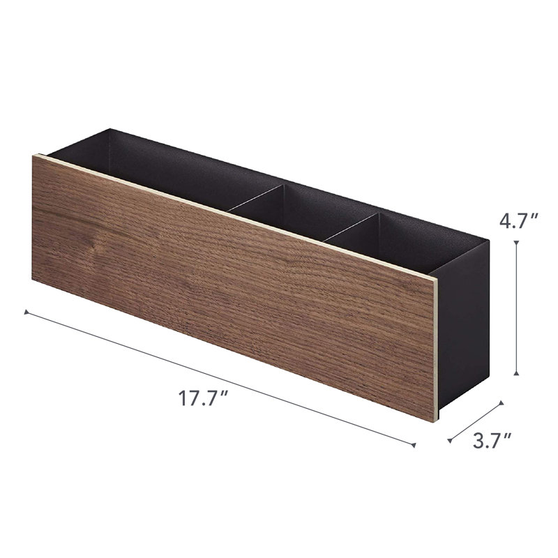 Large Walnut and Steel Desk Organizer with Dividers