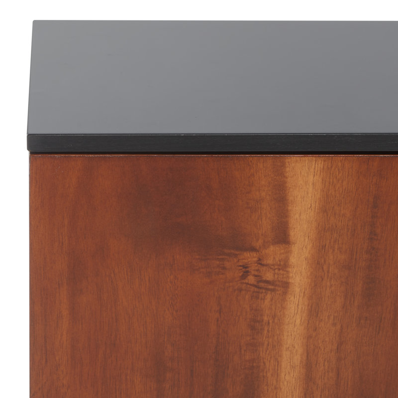 Vance Brown Mahogany 3-Door Sideboard with Black Metal Base