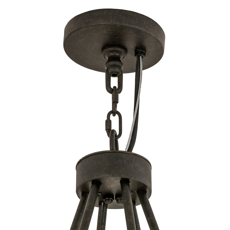 Chestnut 18-Light Wagon Wheel Chandelier with Frosted Glass