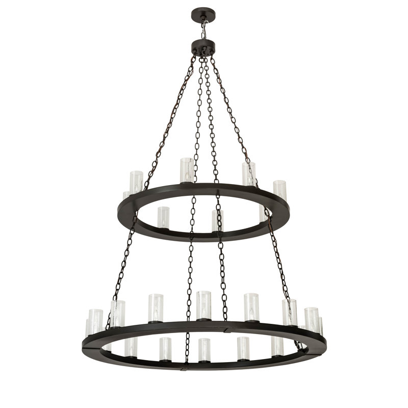 Timeless Bronze 24-Light Wagon Wheel Chandelier with Clear Glass