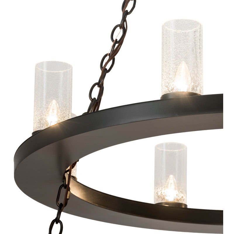 Timeless Bronze 24-Light Wagon Wheel Chandelier with Clear Glass
