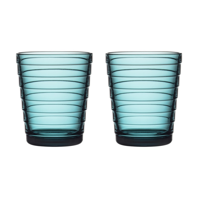 Water Green Recyclable Glass Tumblers, 7.75 oz, Set of 2