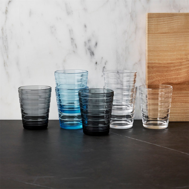 Aino Aalto Aqua Glass Tumblers Set of 2, 11 oz