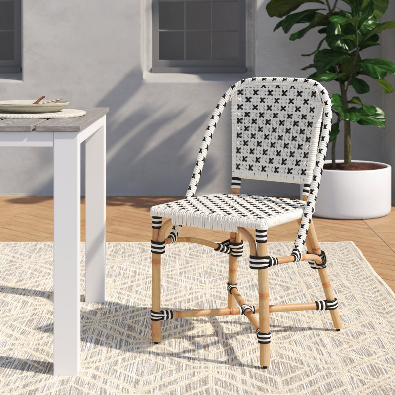 Butler Tenor Black & White Woven Rattan Side Chair