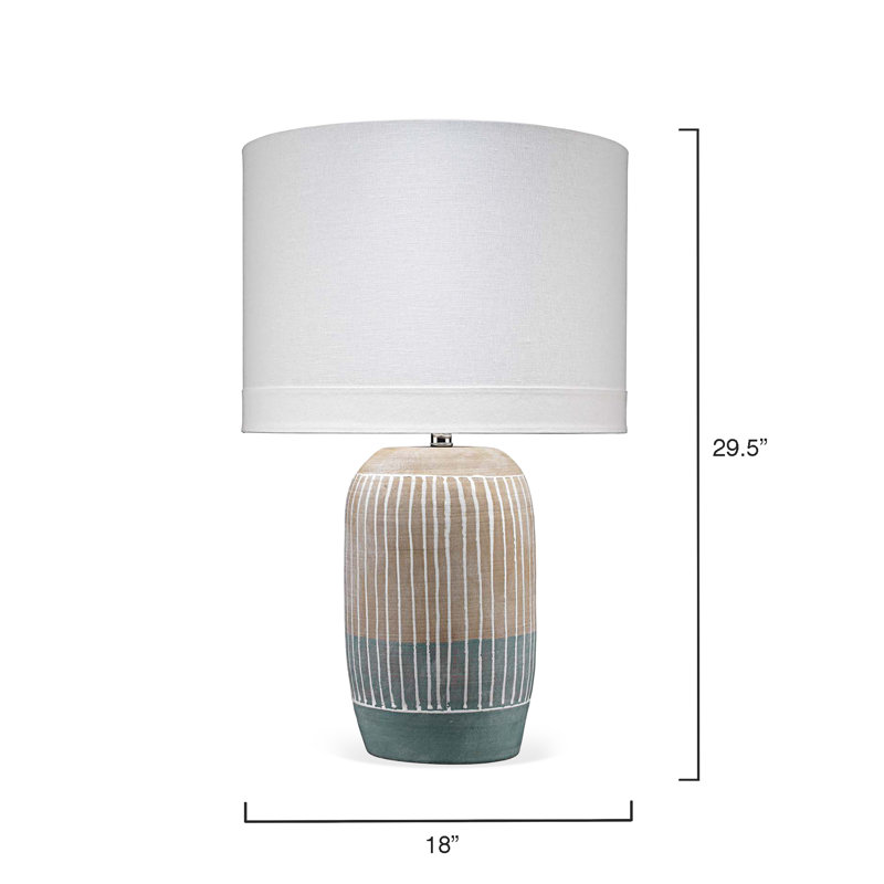 Natural Slate Ceramic Table Lamp with White Linen Shade