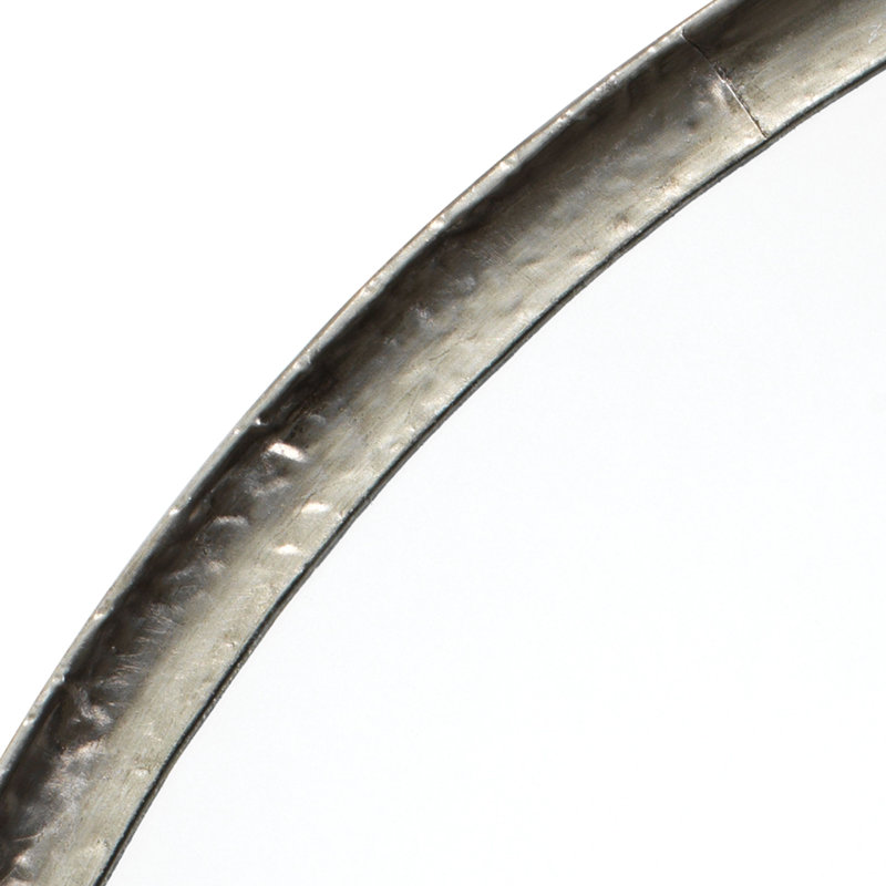 36" Round Silver Hand-Forged Metal Wall Mirror