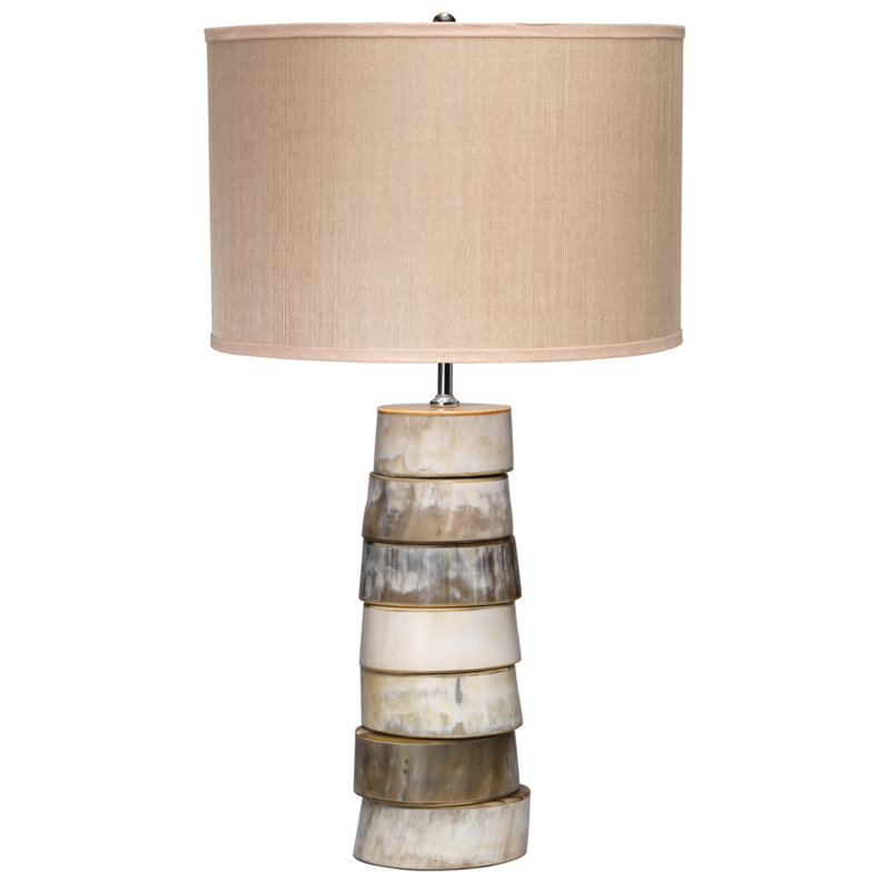 Stacked Horn Table Lamp with Elephant Hemp Shade