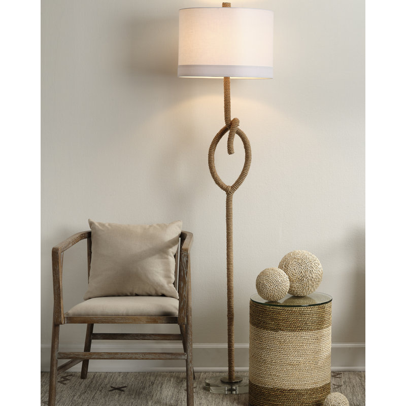 Jamie Young Coastal Knot 58.5'' Natural Floor Lamp with White Linen Shade