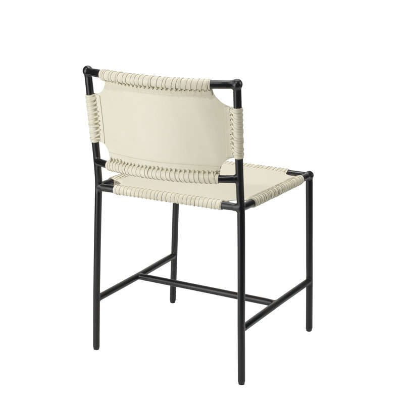 Asher Luxe White Leather Upholstered Dining Chair with Metal Frame