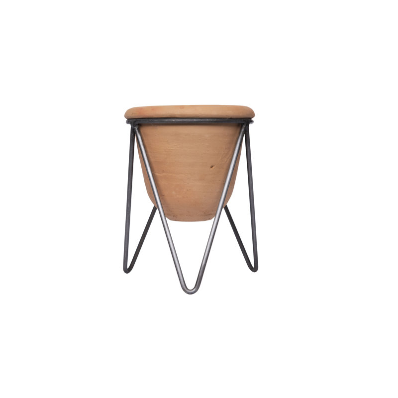Terracotta Planter with Metal Stand for Indoor/Outdoor Use