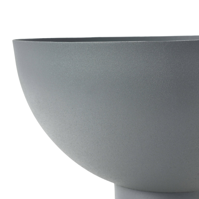 Gray Round Metal Decorative Footed Bowl