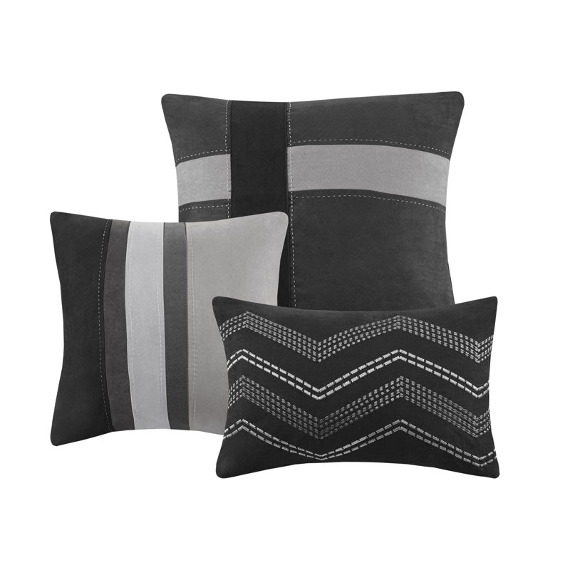 Queen Black Microfiber 7-Piece Comforter Set