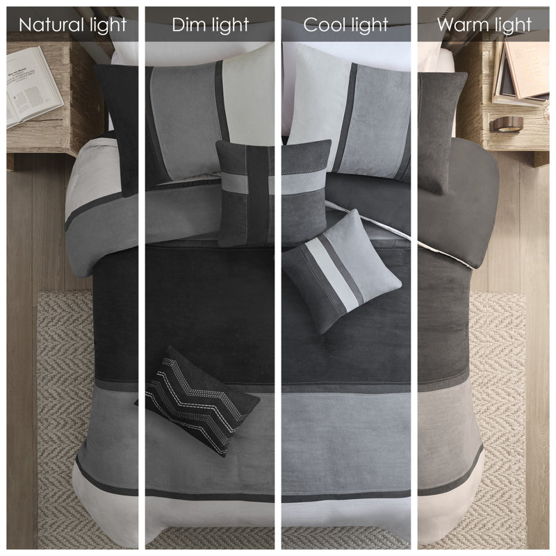 Queen Black Microfiber 7-Piece Comforter Set