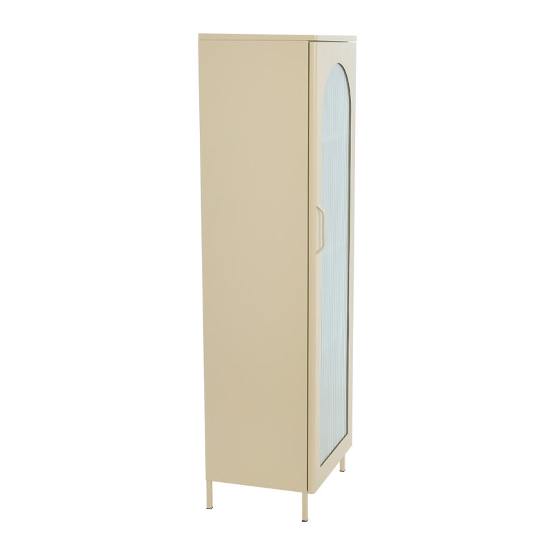 Solstice Arched Glass Door Metal Cabinet in Off White