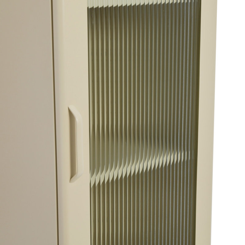 Solstice Arched Glass Door Metal Cabinet in Off White