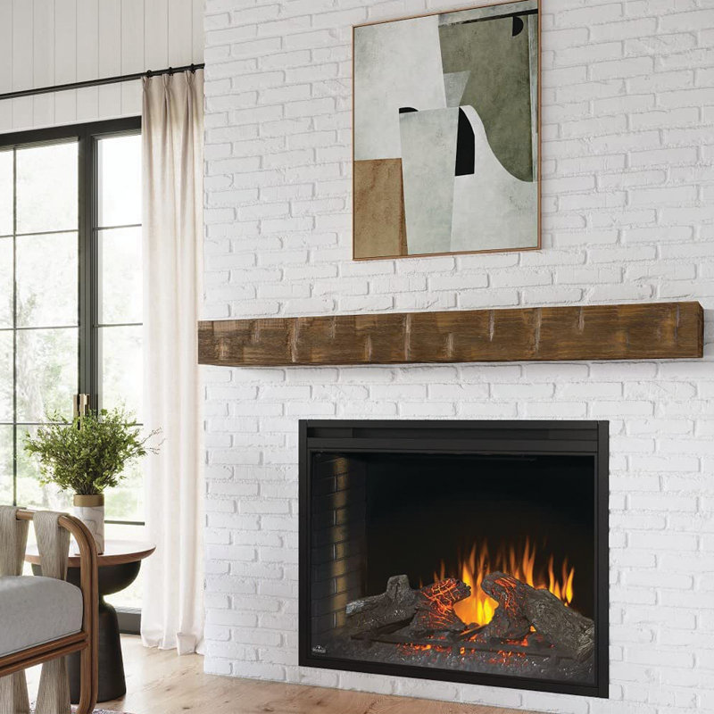 Bodie 48" Mocha Distressed Wood Fireplace Mantel Shelf