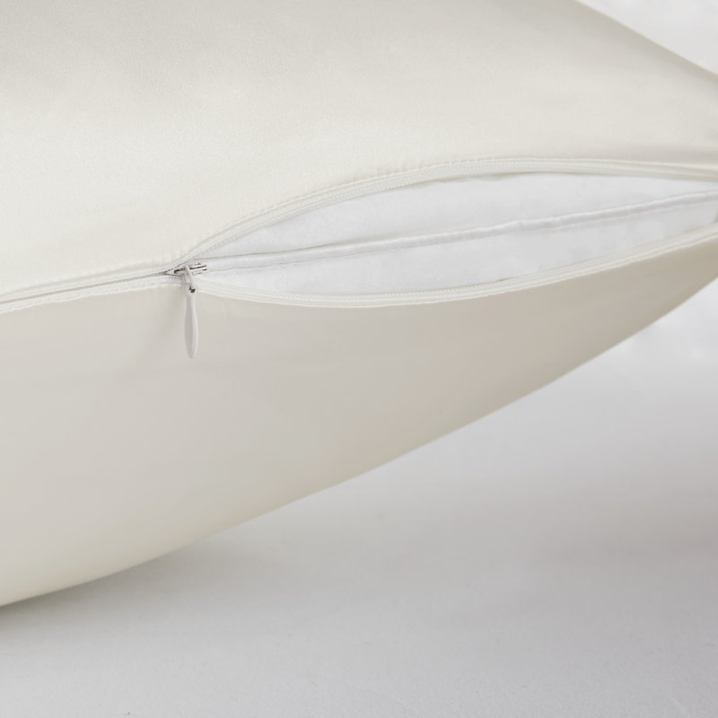 Off-White Mulberry Silk Standard Pillowcase with Zipper Closure