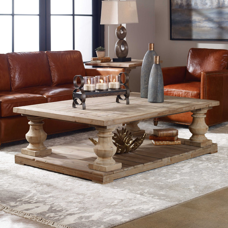 Stratford Gray and Brown Reclaimed Wood Rectangular Coffee Table