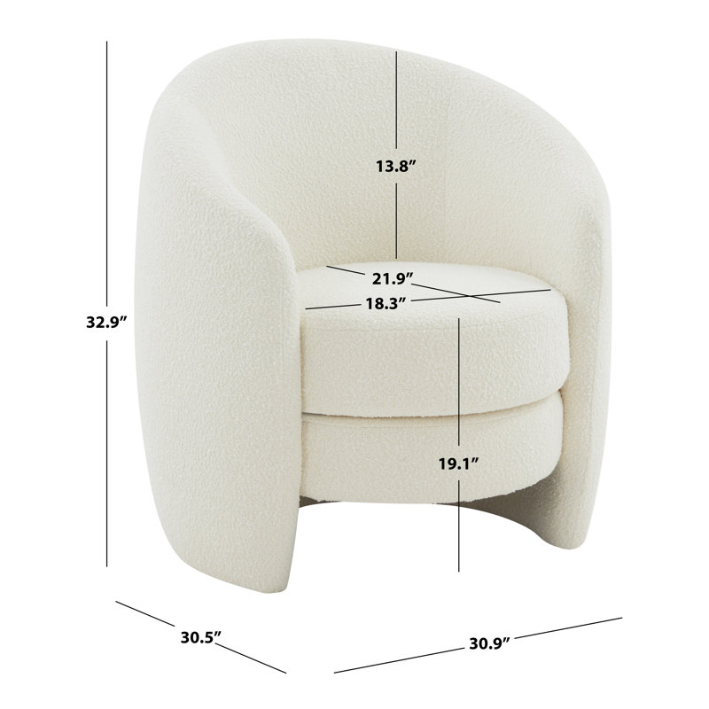 Danianna Beige Boucle Swivel Barrel Chair with Gold Base