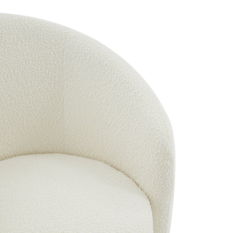 Danianna Beige Boucle Swivel Barrel Chair with Gold Base