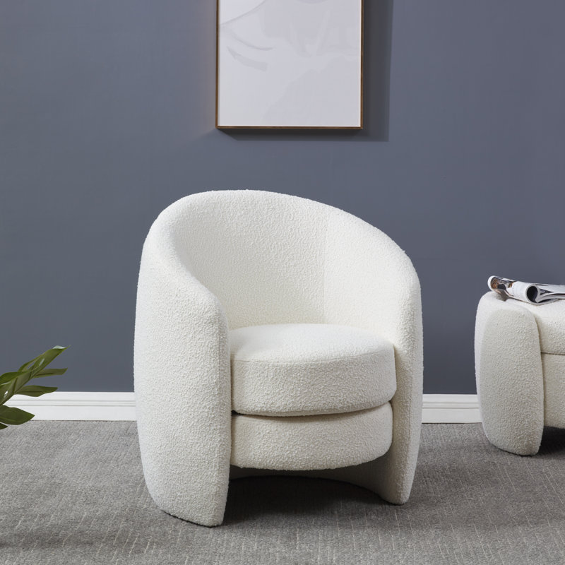 Danianna Beige Boucle Swivel Barrel Chair with Gold Base