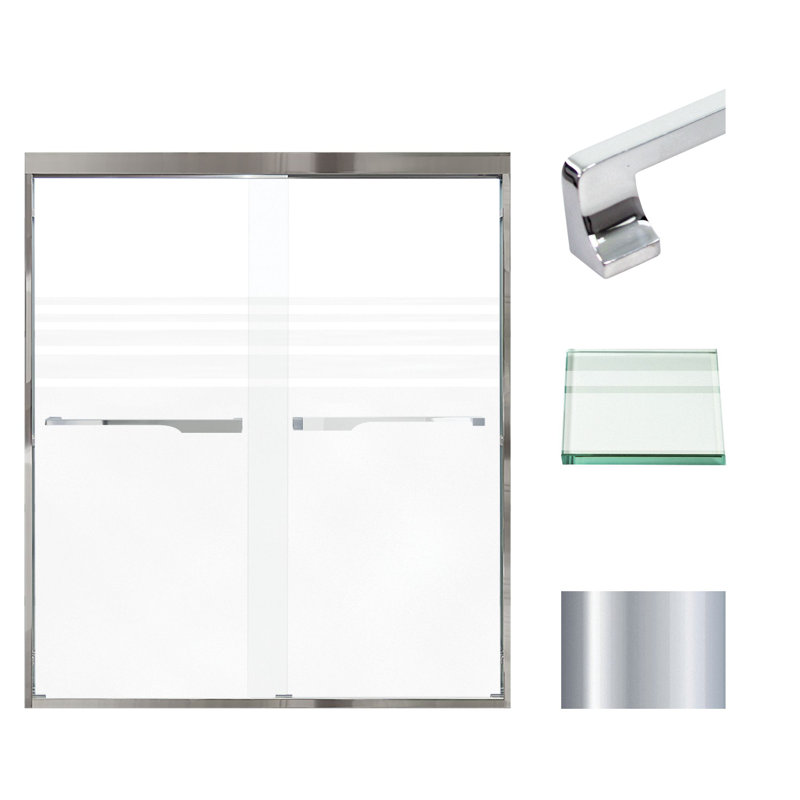 Frederick 70" Chrome Semi-Frameless Shower Door with Frosted Glass