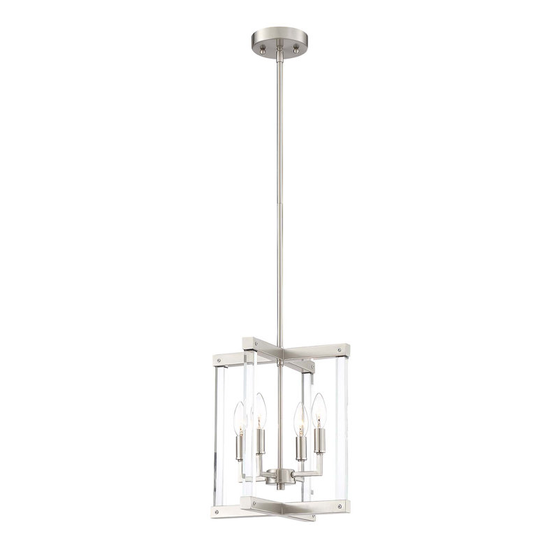 Regent Rectangular 4-Light 13.5" Polished Nickel Pendant