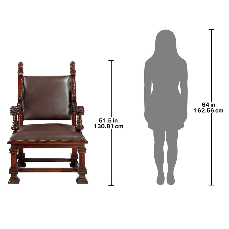 Handcrafted Brown Leather Throne Accent Chair