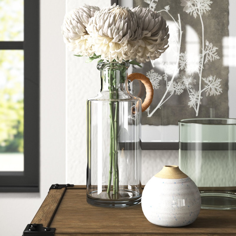 Quebec 10'' Clear Glass Decorative Bottle with Natural Handle