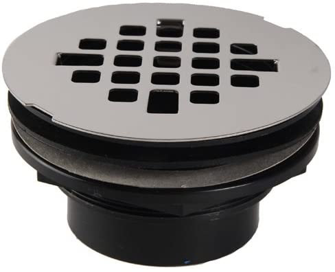 Avalon 2" Round Silver and Black Shower Drain with PVC Body