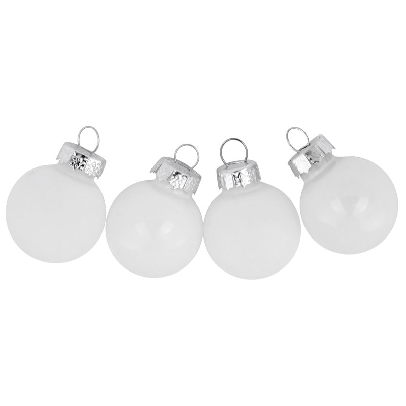 White Shiny and Matte Glass Christmas Ball Ornaments Set