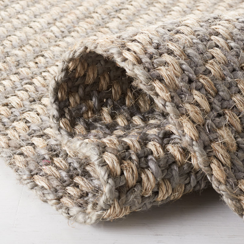 Natural/Grey Hand-knotted Wool and Cotton 5' x 8' Rug