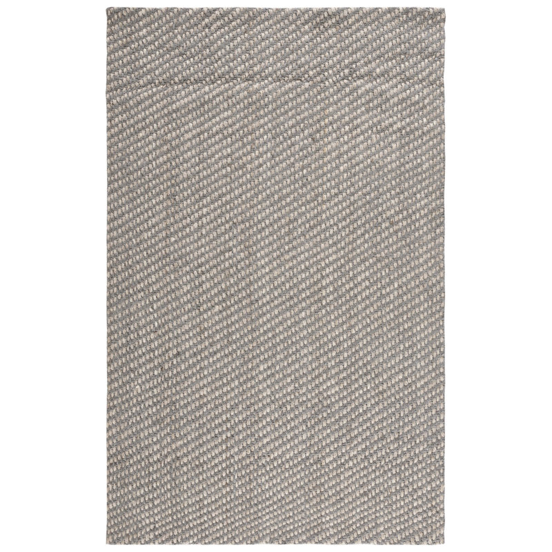 Natural/Grey Hand-knotted Wool and Cotton 5' x 8' Rug