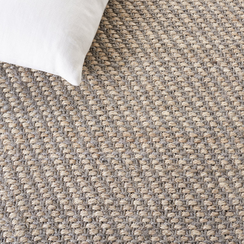 Natural/Grey Hand-knotted Wool and Cotton 5' x 8' Rug