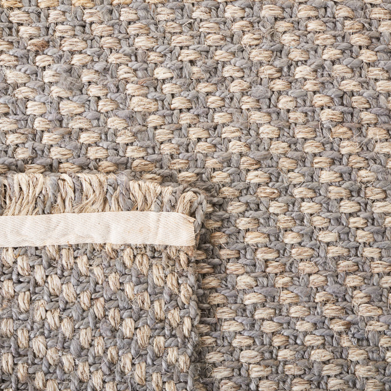 Natural/Grey Hand-knotted Wool and Cotton 5' x 8' Rug