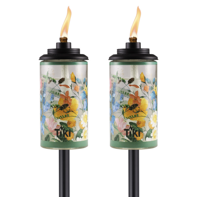 TIKI Brand TIKI® Brand Easy Install 65 Inch TIKI Torch Wild Flower Glass (Set of 2)