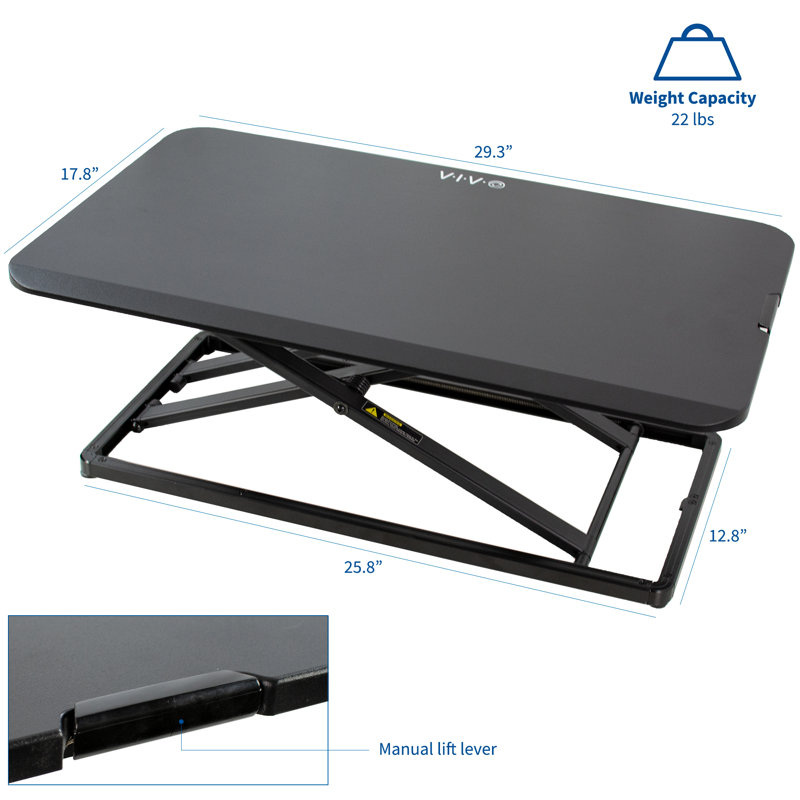 ErgoFlex Black Steel 29" Adjustable Standing Desk Converter